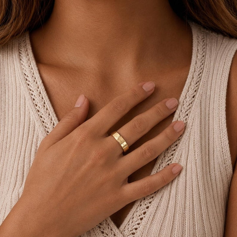 Custom Name Ring, Minimalist Engraved Band, Personalized Couple Ring, Secret Message Ring, Meaningful Anniversary Gift, Gift for Her