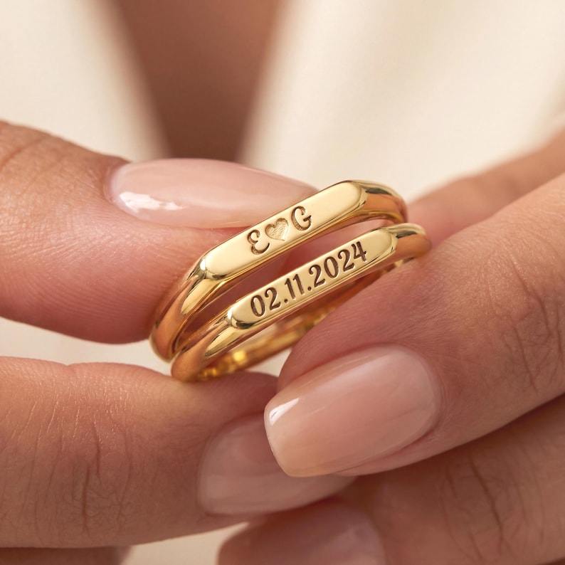 Gold Name Ring , Personalized Engraved Name Ring , Custom Name Ring , Minimalist Gold Name Jewelry