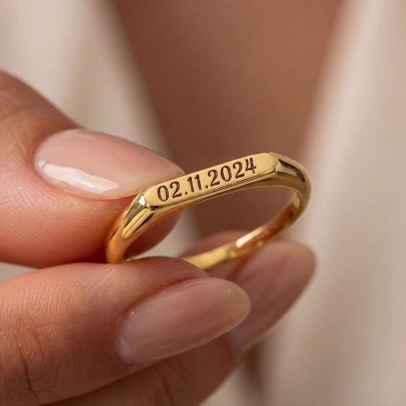 Gold Name Ring , Personalized Engraved Name Ring , Custom Name Ring , Minimalist Gold Name Jewelry