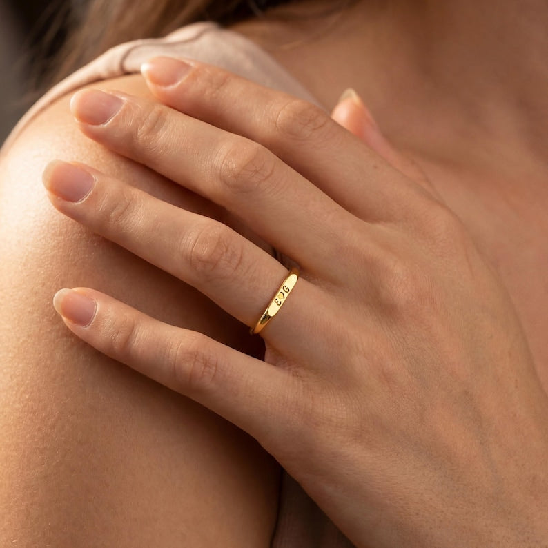 Gold Name Ring , Personalized Engraved Name Ring , Custom Name Ring , Minimalist Gold Name Jewelry