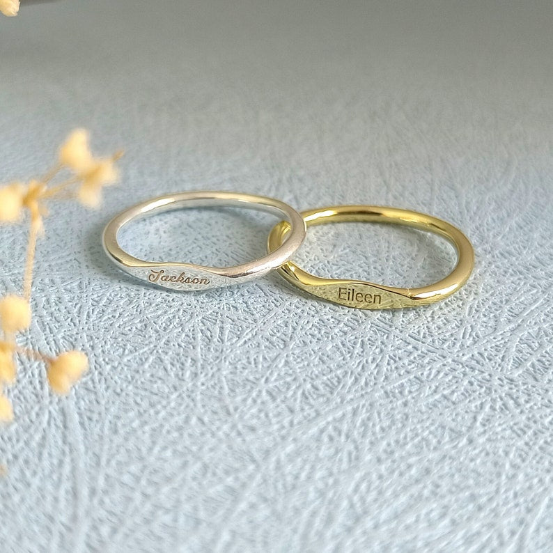 Personalized Stacking Ring • Stackable Ring • Name Ring • Silver Ring • Minimalist Ring • Date Ring • Gift For Her