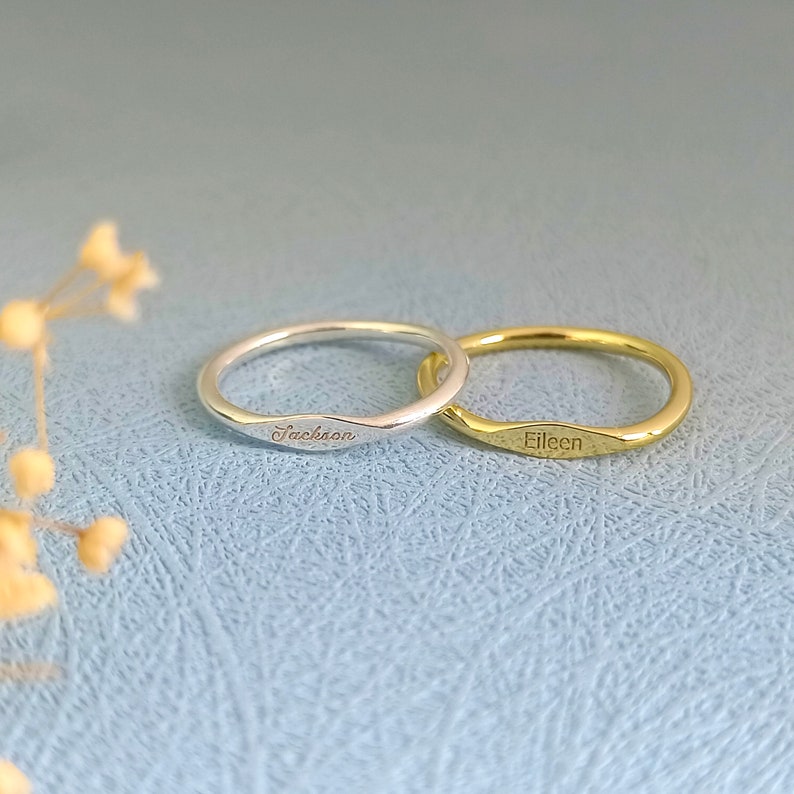 Personalized Stacking Ring • Stackable Ring • Name Ring • Silver Ring • Minimalist Ring • Date Ring • Gift For Her