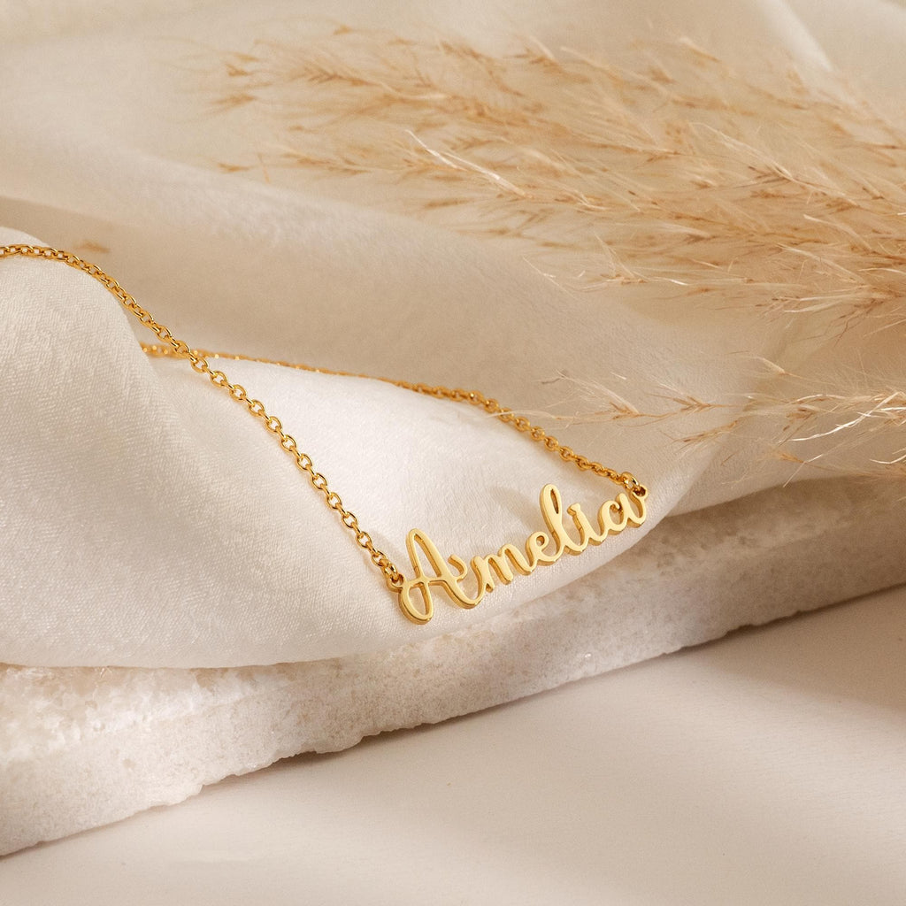 Personalized Name Necklace, Custom 18K Gold Plated Name Necklace, Minimalist Name Necklace, Christmas Gift, Mother's Day Gift, Gift for Her