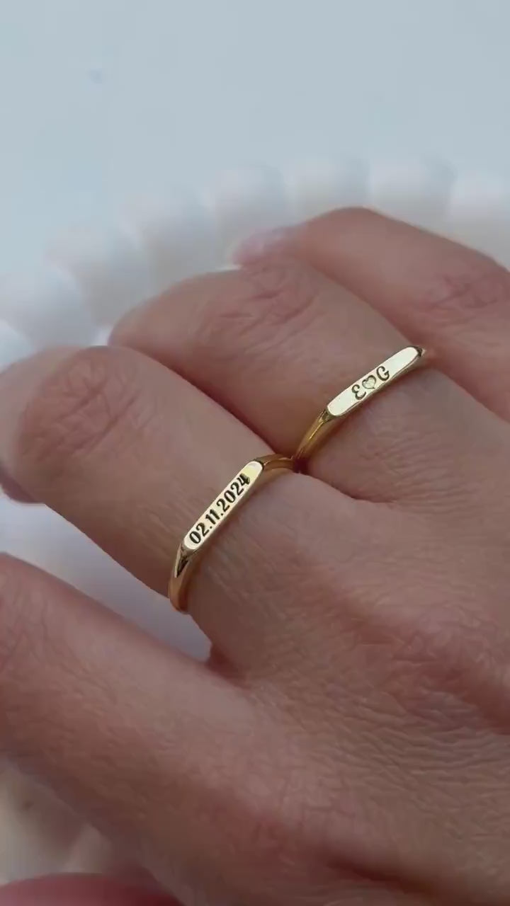 Gold Name Ring , Personalized Engraved Name Ring , Custom Name Ring , Minimalist Gold Name Jewelry